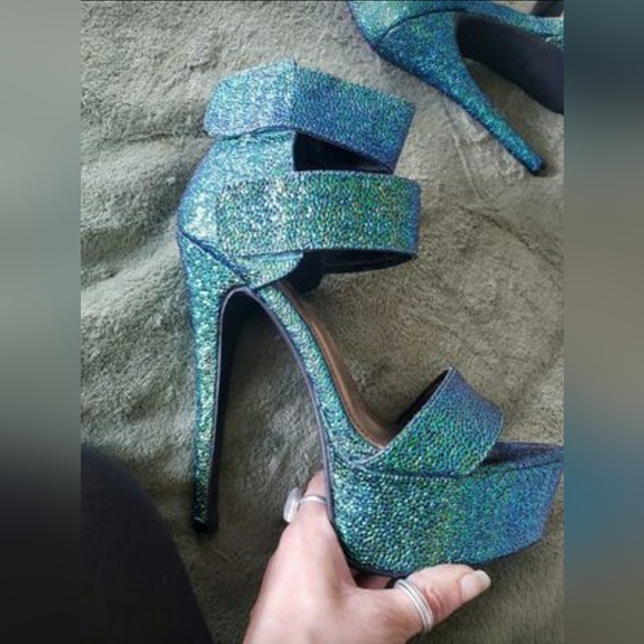 6" Heel Blue/green sparkly Rouge Heels - Picture 2 of 2